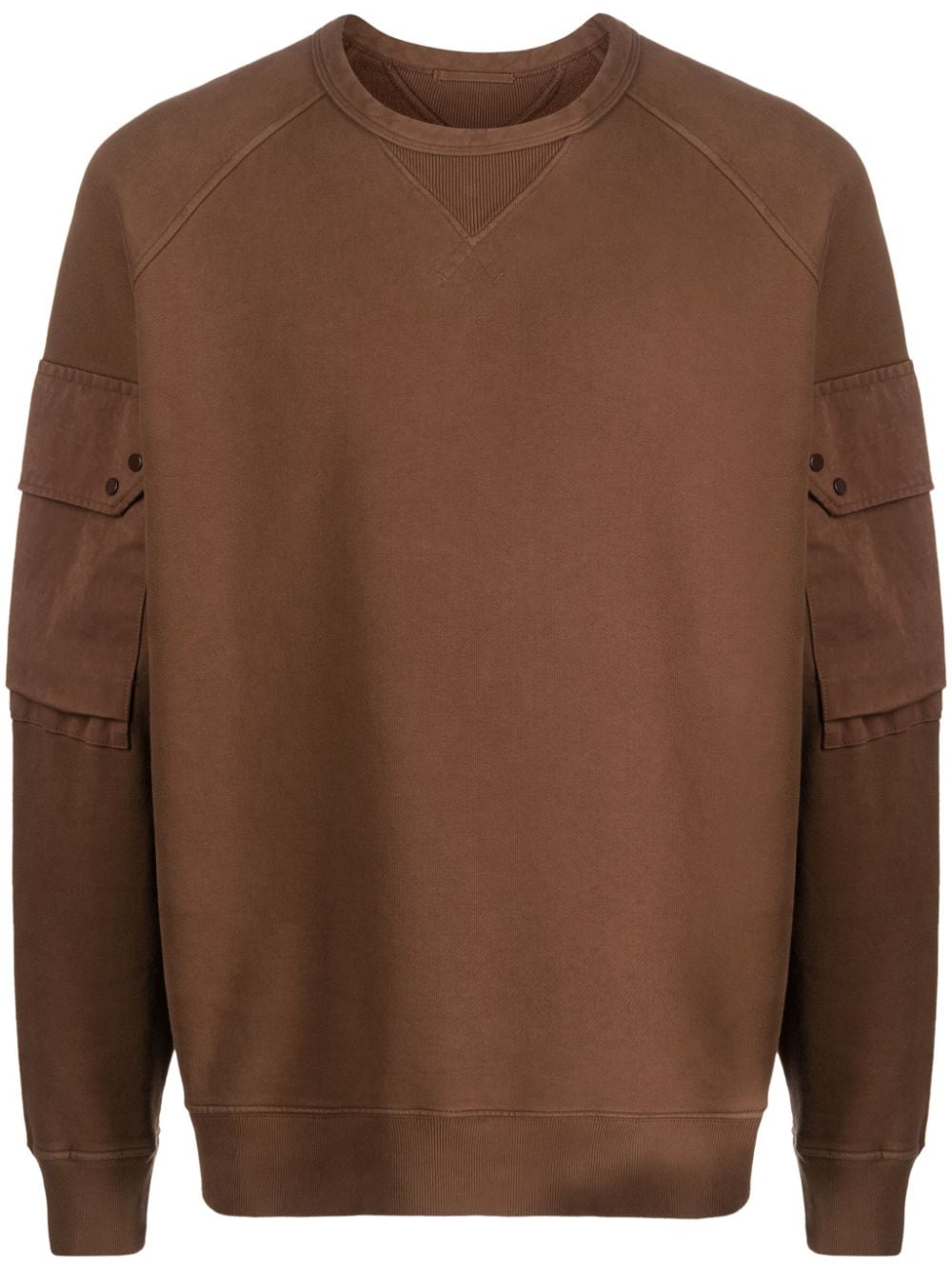 Ten C logo-appliqué panelled cotton sweatshirt - Brown von Ten C