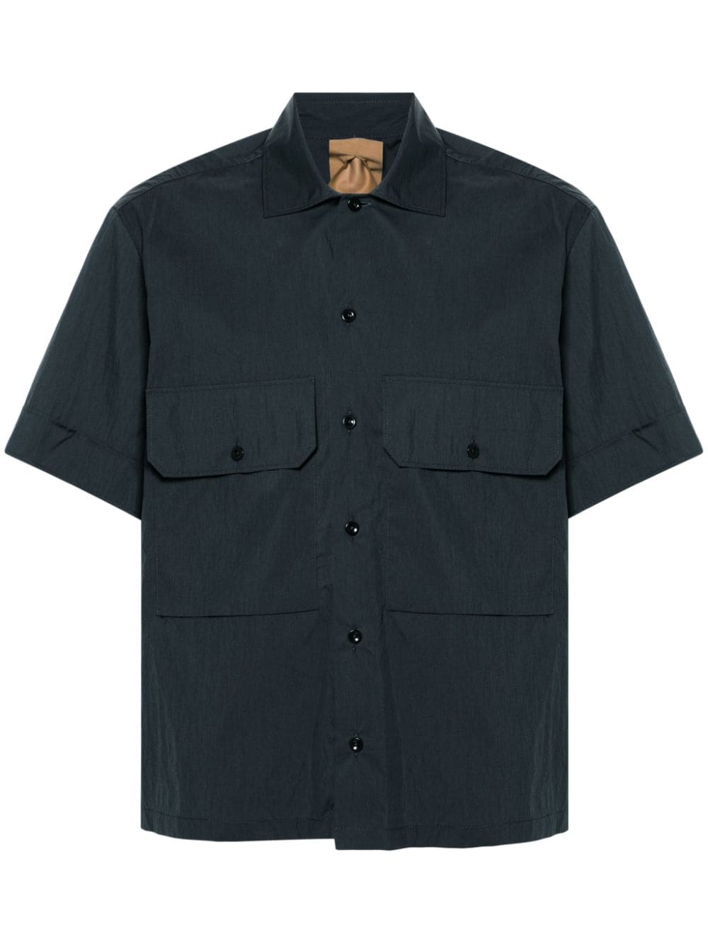 Ten C logo-patch cotton shirt - Blue von Ten C