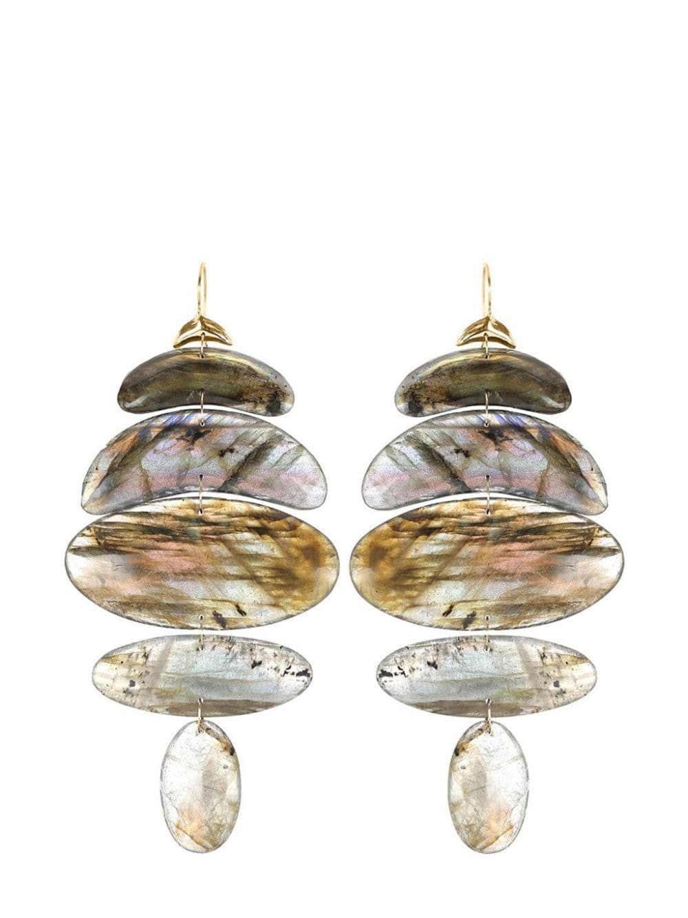 Ten Thousand Things 18kt yellow gold large Totem labradorite earrings von Ten Thousand Things