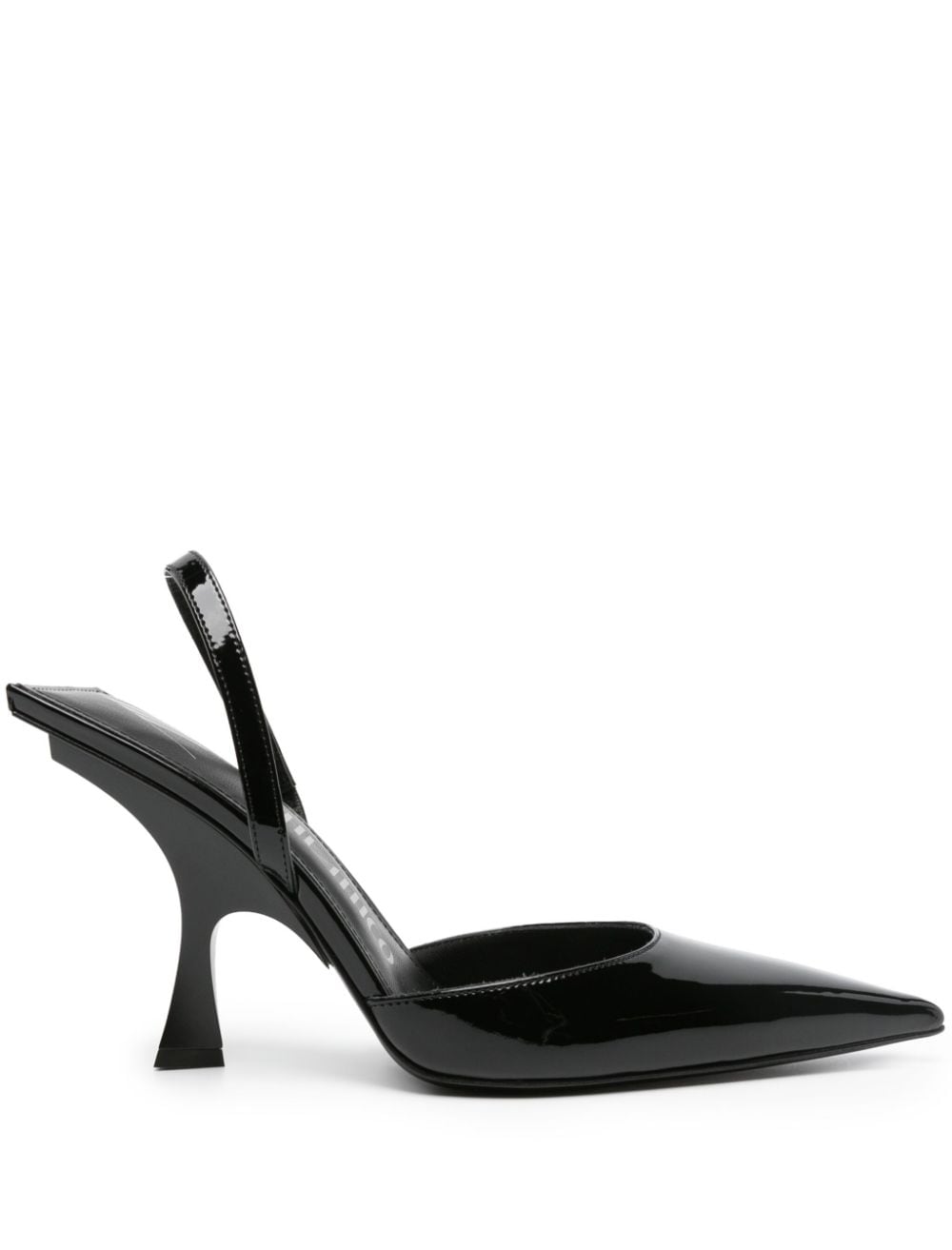 The Attico 100mm patent-finish pointed-toe mules - Black von The Attico