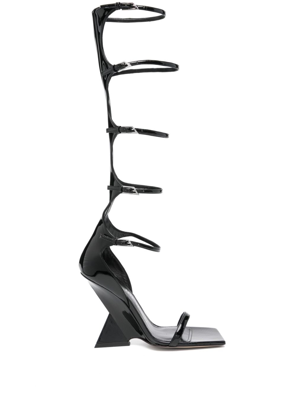 The Attico 110mm patent-leather sandals - Black