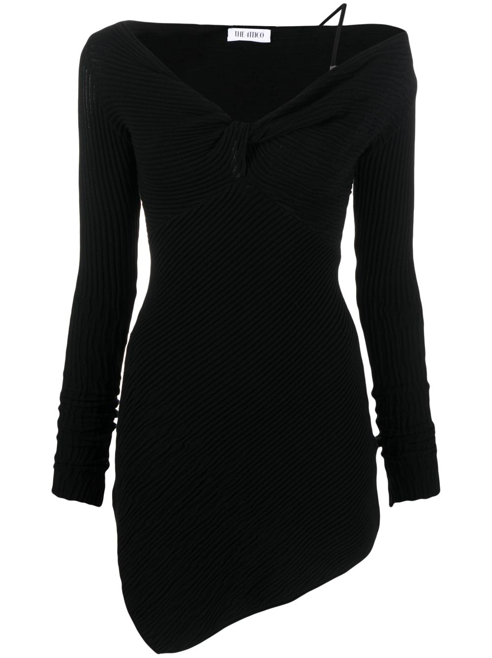 The Attico Desai asymmetric ribbed-knit minidress - Black von The Attico