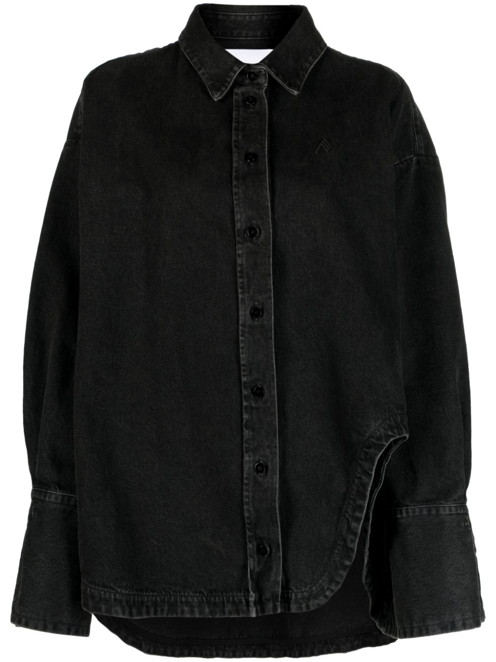 The Attico Diana logo-embroidered denim shirt - Black von The Attico