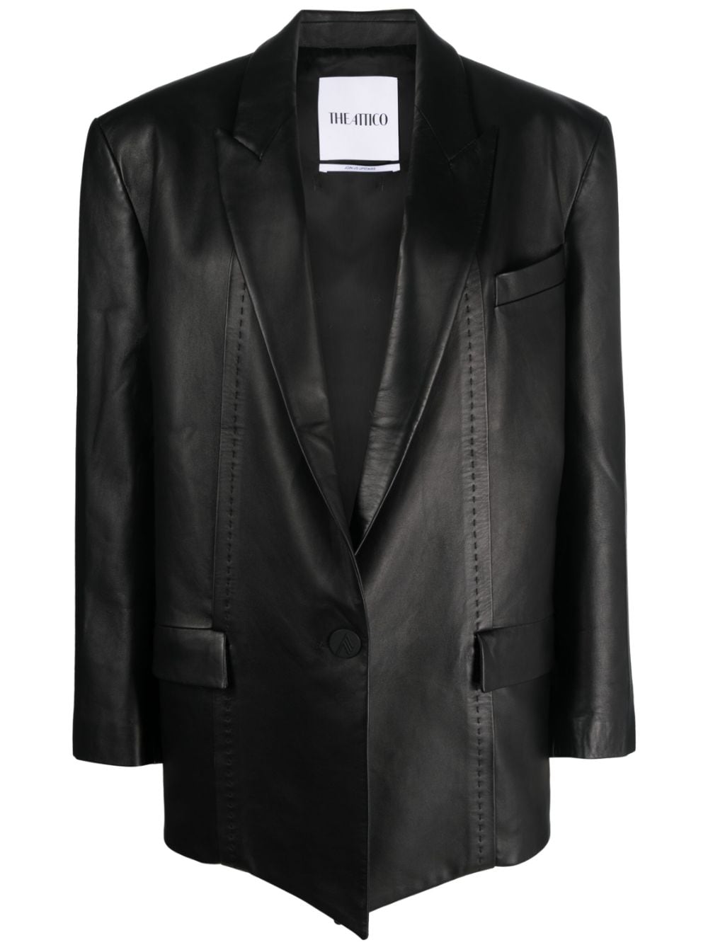 The Attico single-breasted leather blazer - Black von The Attico