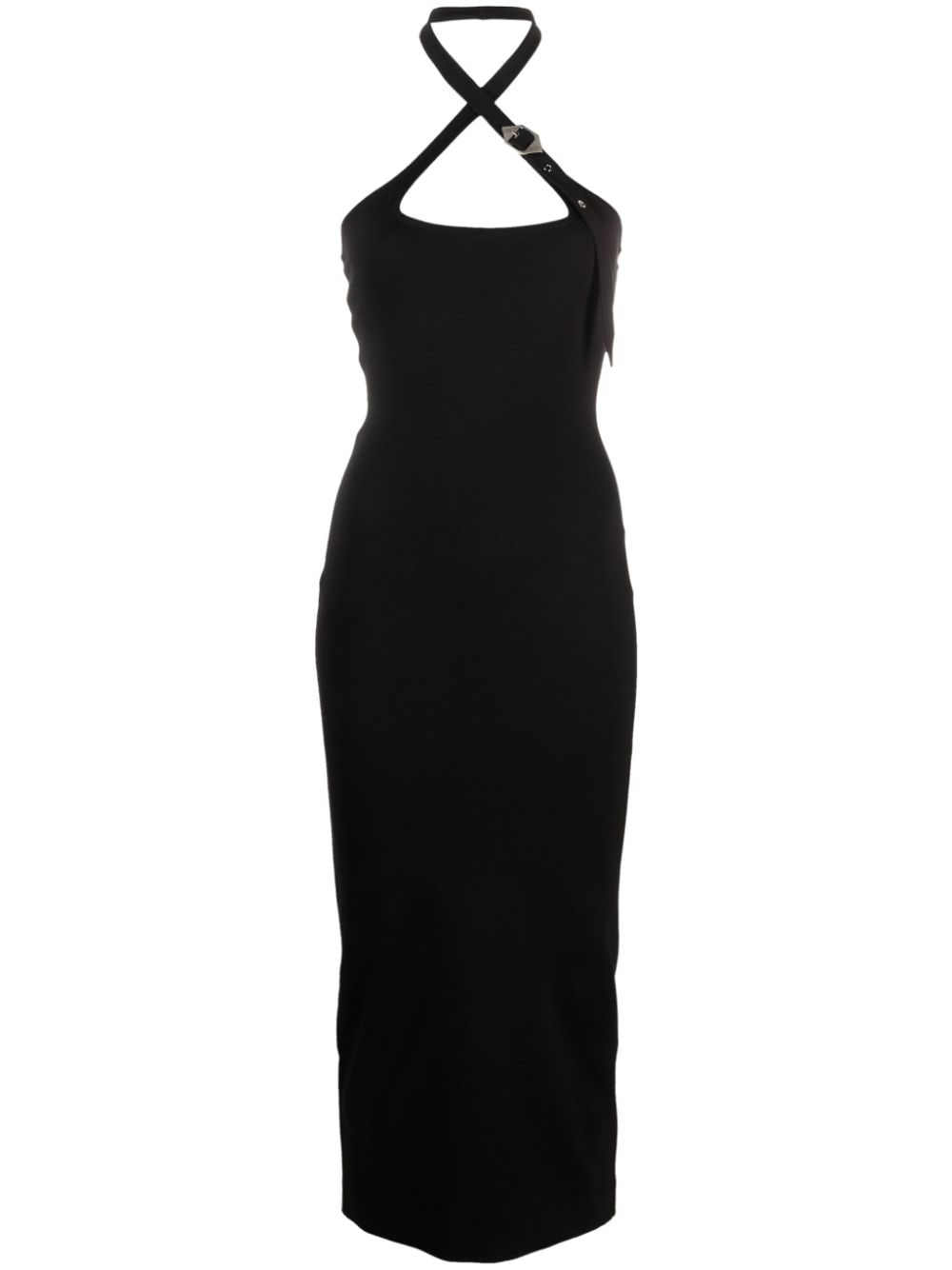 The Attico buckle-embellished halterneck midi dress - Black von The Attico