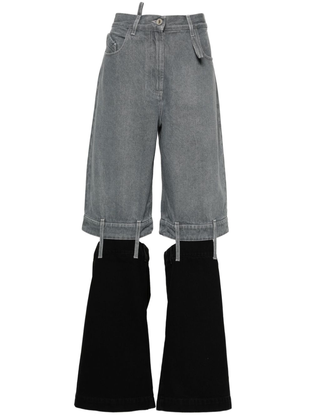 The Attico contrast-panel wide-leg jeans - Grey von The Attico