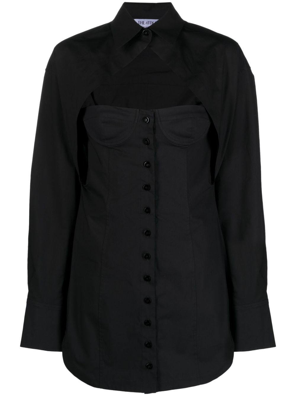 The Attico cut-out bustier shirtdress - Black von The Attico