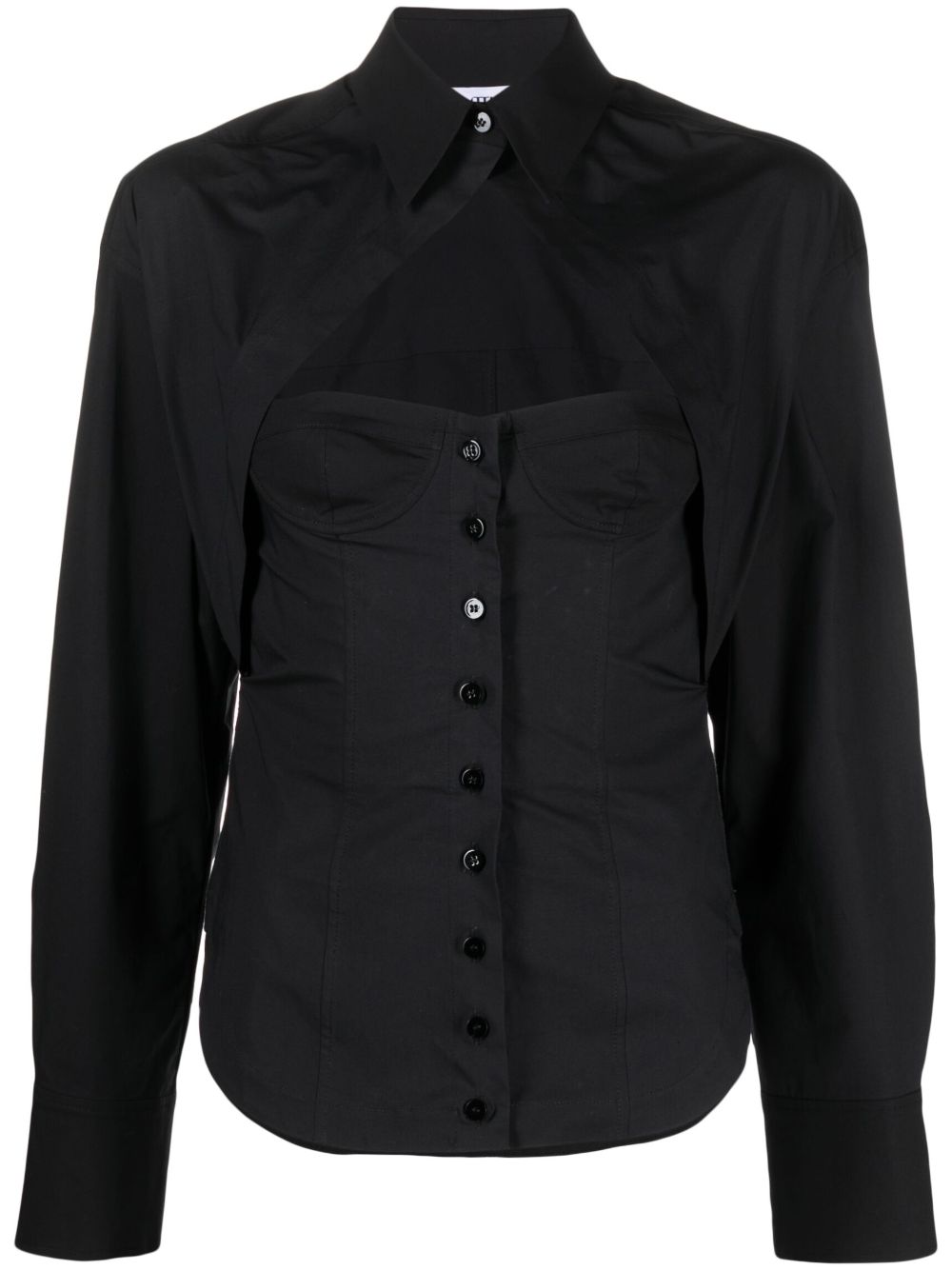 The Attico cut-out corset-style cotton shirt - Black von The Attico