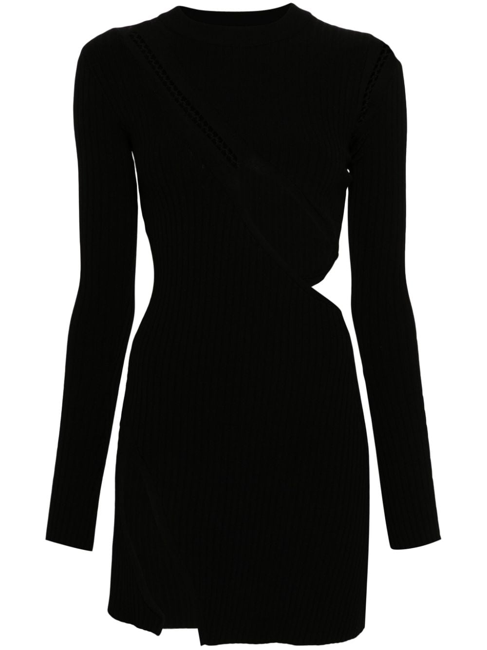The Attico cut-out ribbed-knit minidress - Black von The Attico