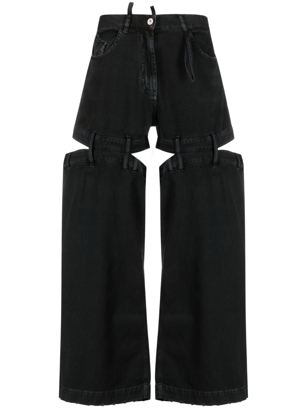 The Attico cut-out wide-leg jeans - Black von The Attico