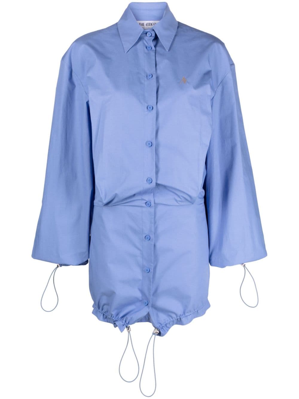 The Attico drawstring cotton shirtdress - Blue von The Attico