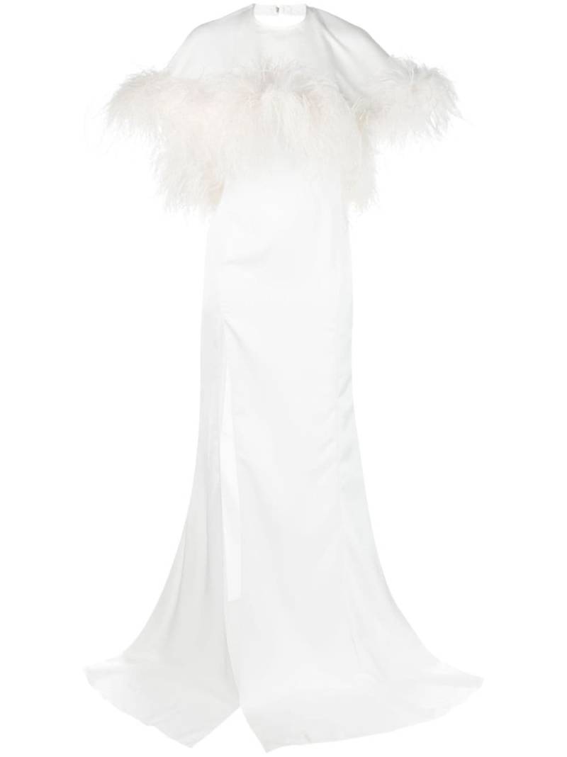 The Attico feather-trim cut-out gown - White von The Attico
