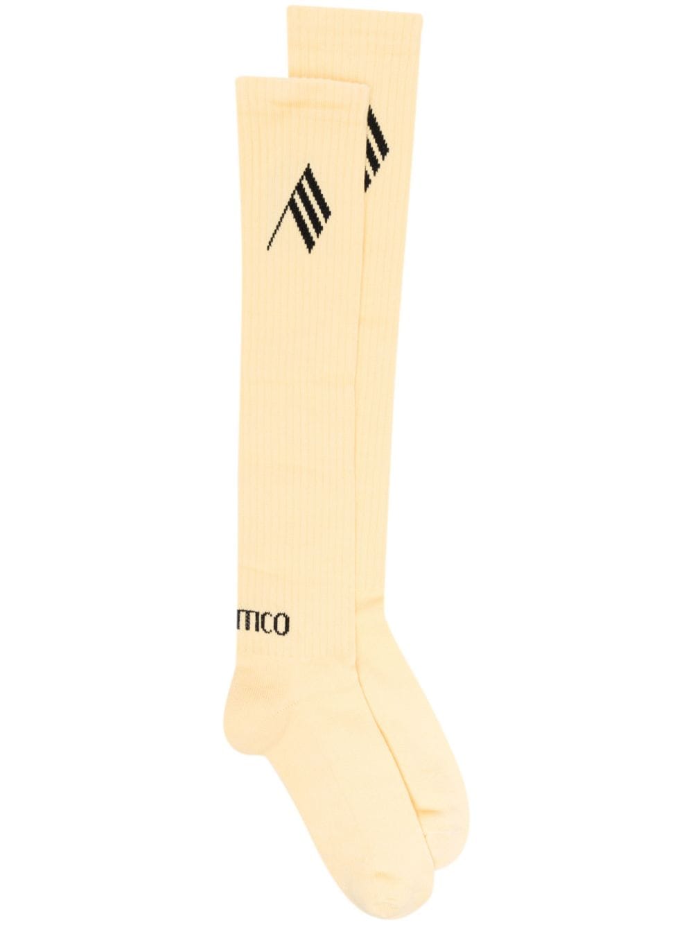 The Attico intarsia-logo ribbed socks - Yellow von The Attico