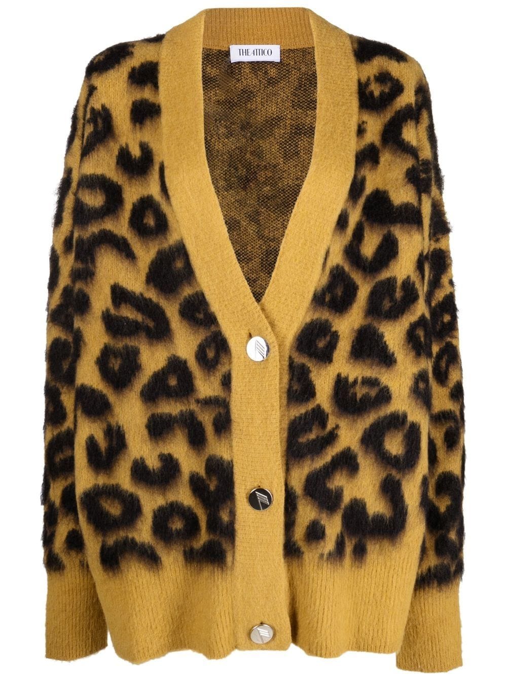 The Attico leopard-intarsia knitted cardigan - Yellow von The Attico