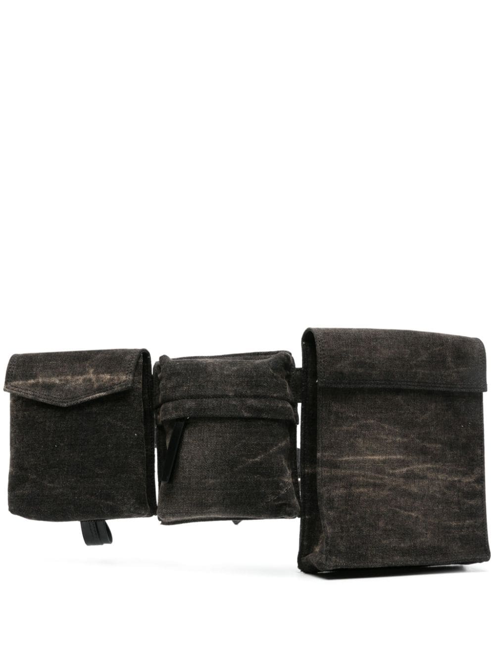 The Attico logo-buckle denim belt bag - Grey von The Attico