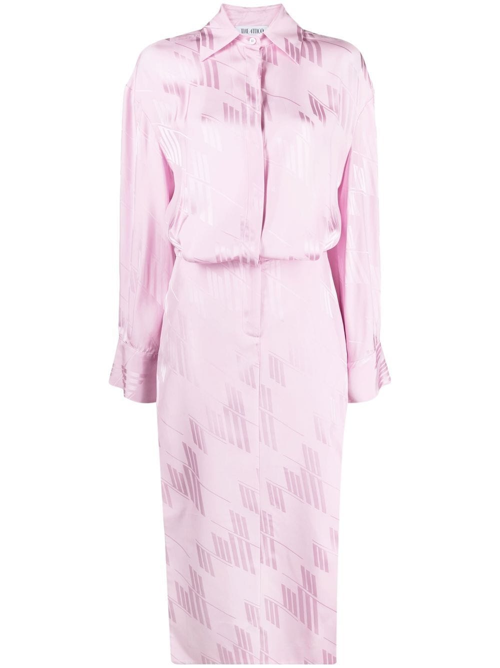 The Attico logo-jacquard satin shirt dress - Pink von The Attico