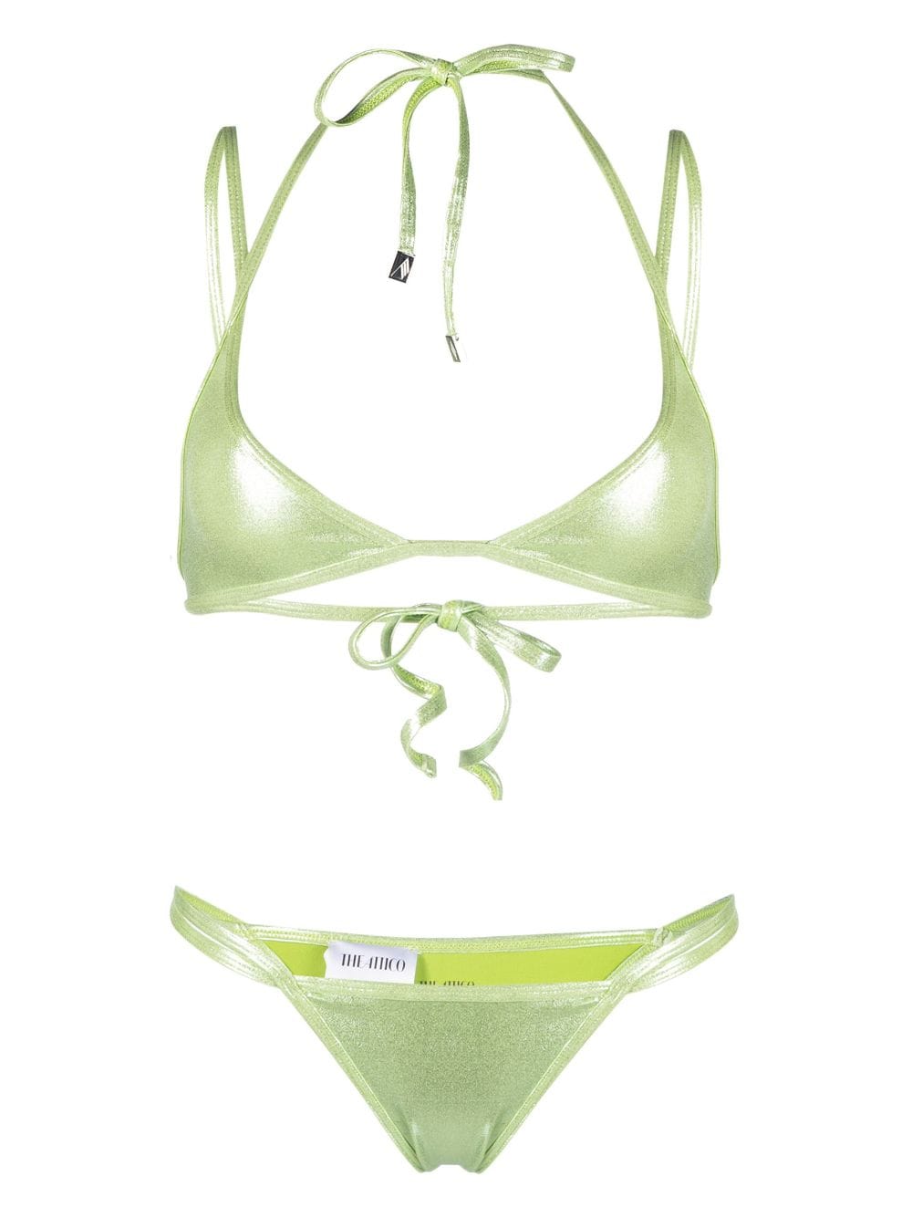 The Attico metallic triangle-cup bikini - Green von The Attico