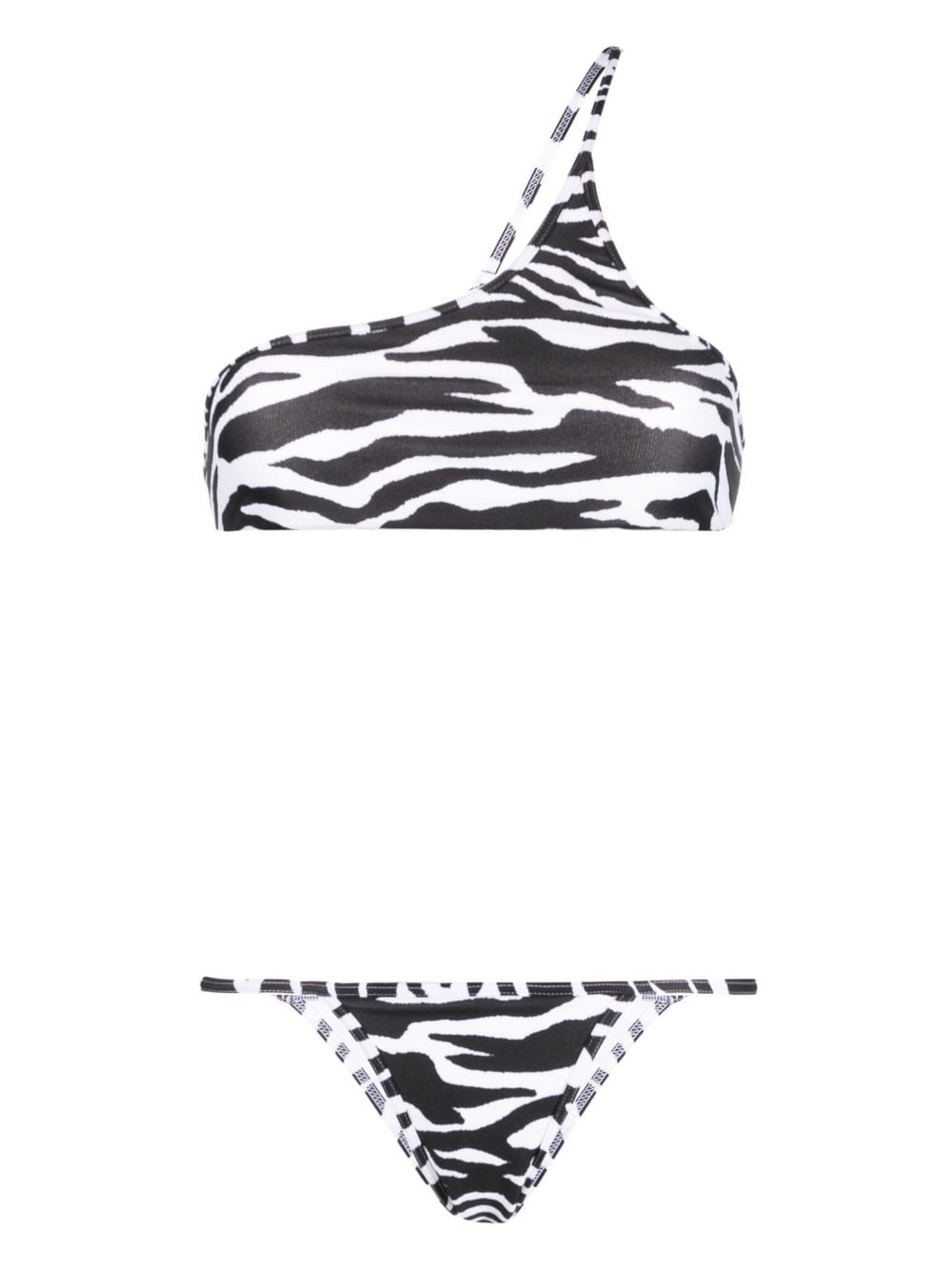 The Attico one-shoulder zebra-print bikini set - White von The Attico