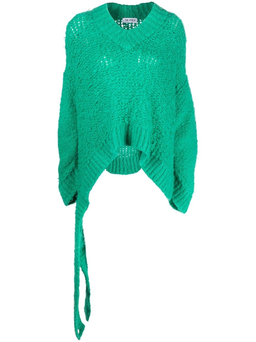 The Attico open-knit V-neck jumper - Green von The Attico