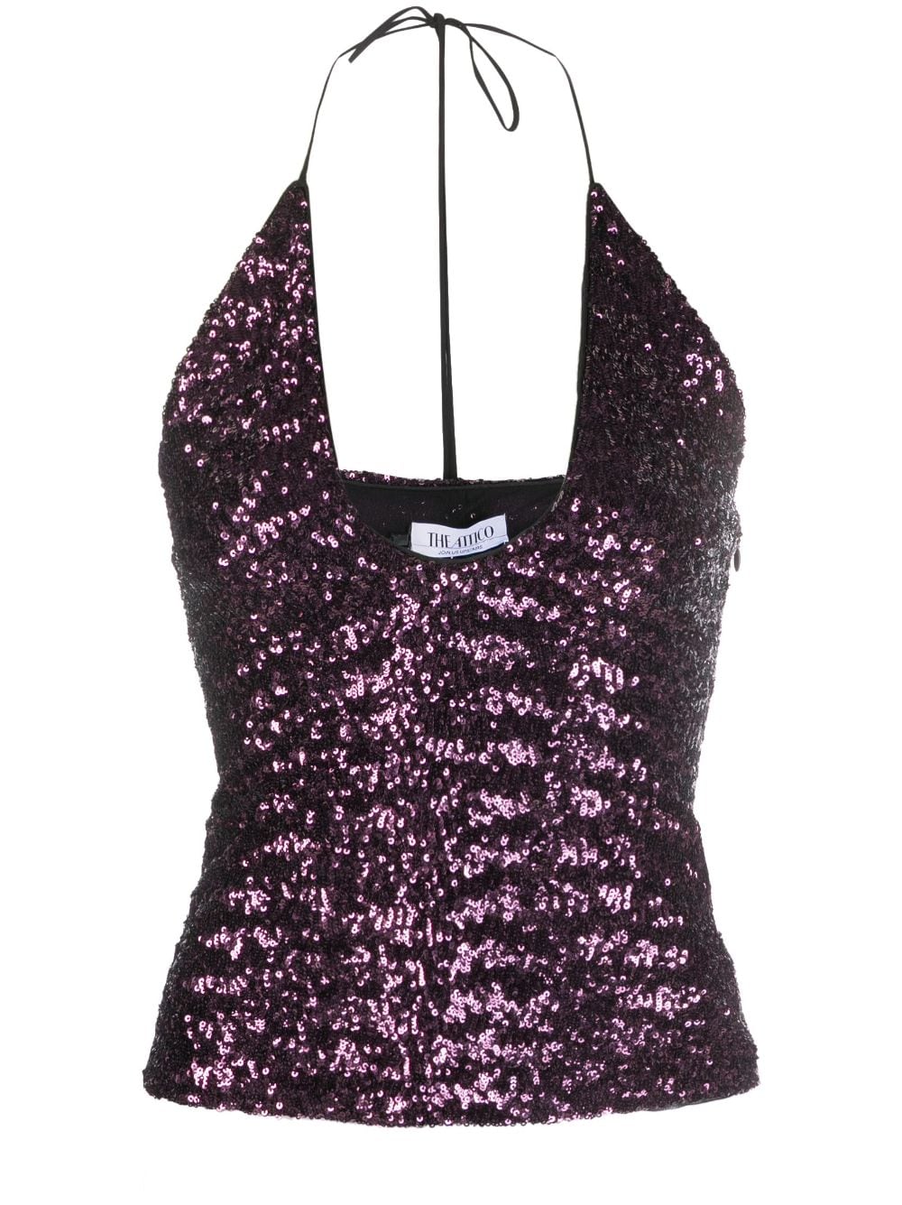 The Attico sequin-embellished halterneck top - Purple von The Attico