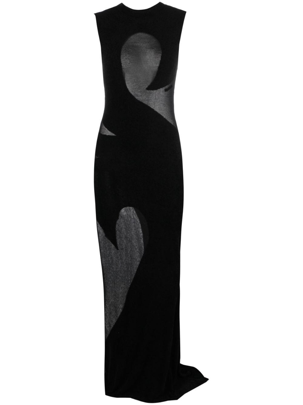 The Attico sheer-panelled maxi dress - Black von The Attico