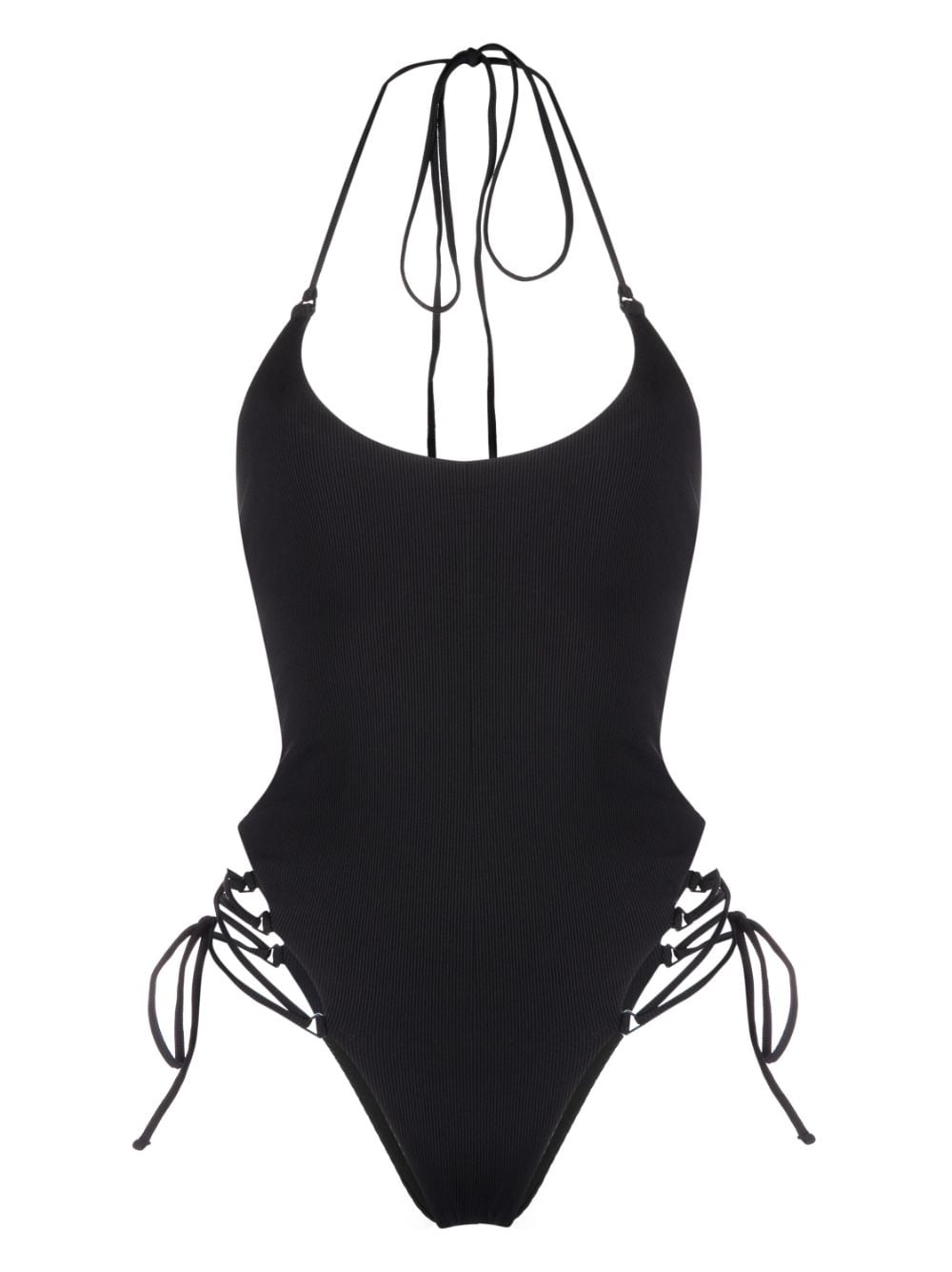 The Attico side-tie open-back swimsuit - Black von The Attico