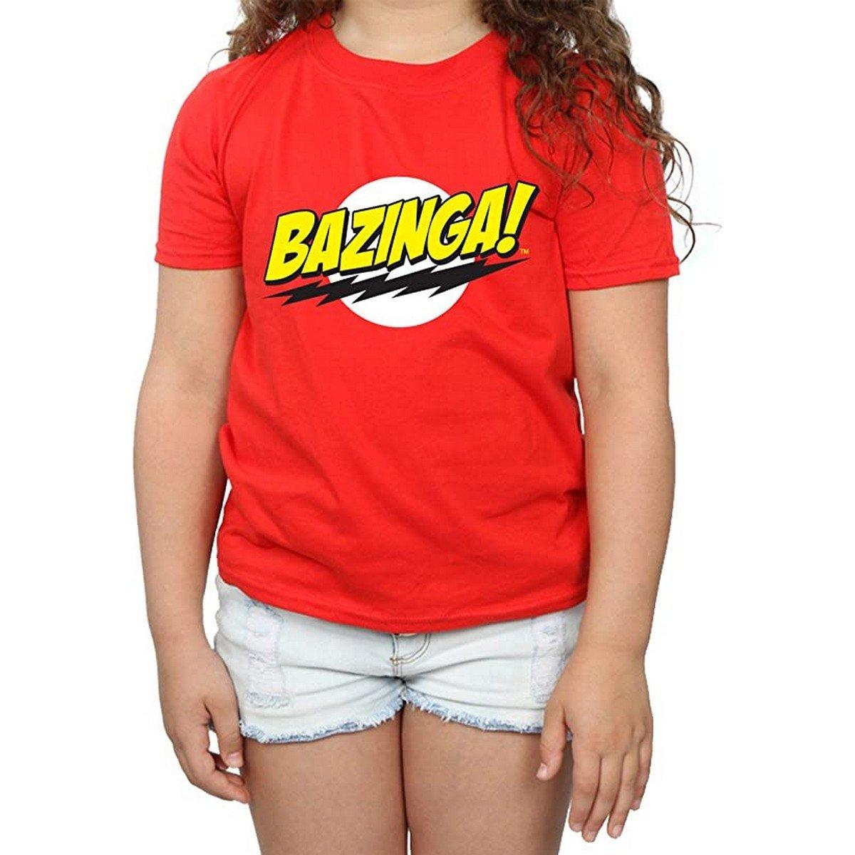 Bazinga Tshirt Mädchen Rot Bunt 140/146 von The Big Bang Theory