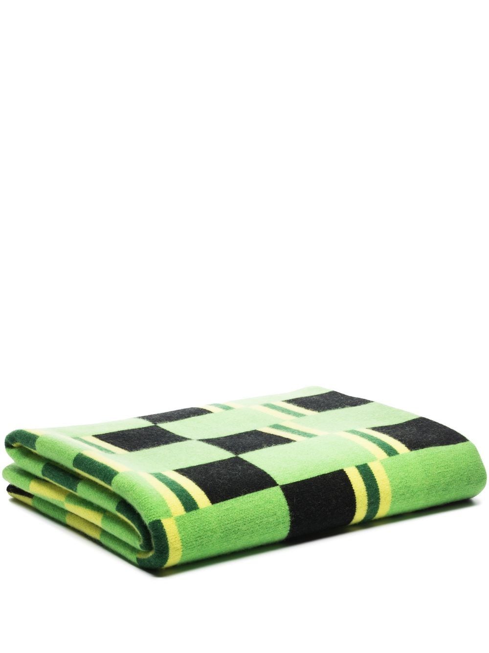 The Elder Statesman checkerboard-print cashmere blanket - Green von The Elder Statesman