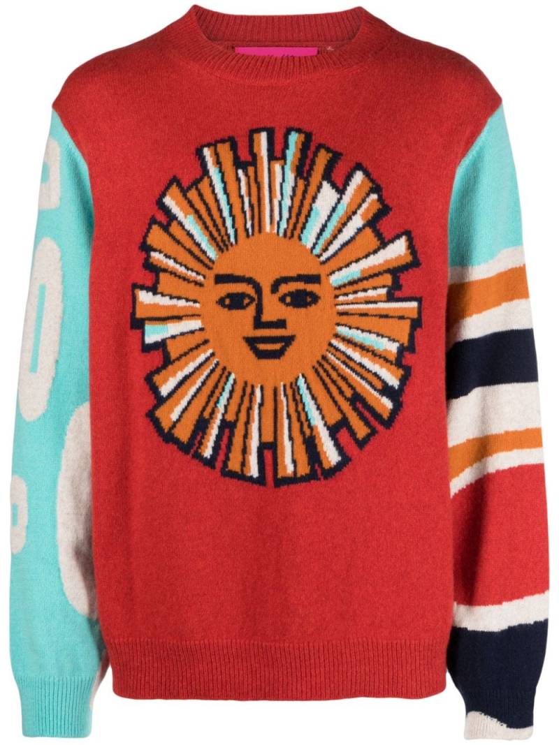 The Elder Statesman sun-motif jacquard cashmere jumper - Red von The Elder Statesman