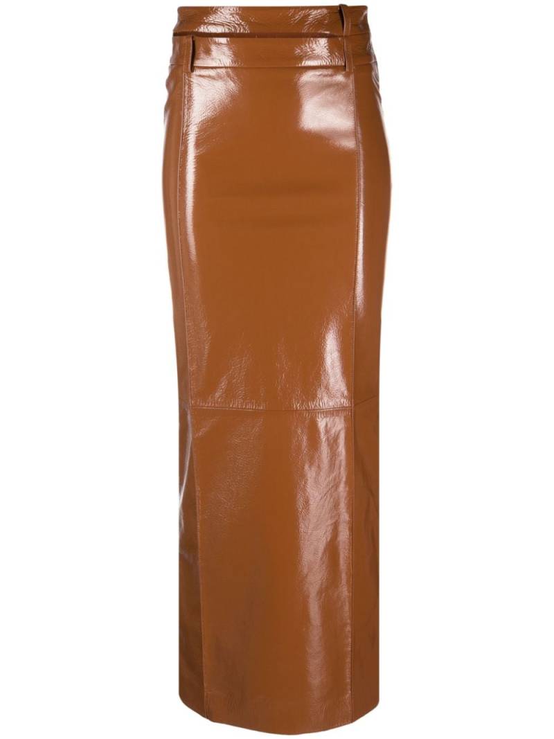 The Mannei Ararat patent-finish skirt - Brown von The Mannei