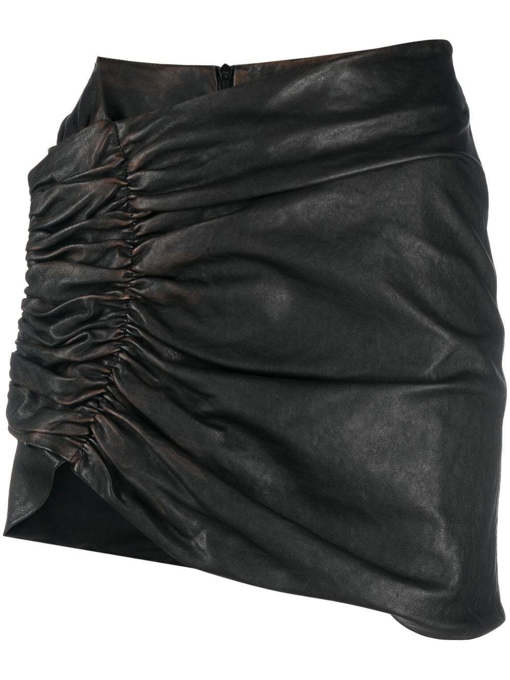 The Mannei asymmetric ruched leather skirt - Black von The Mannei
