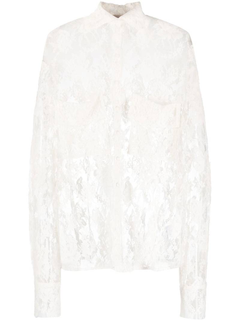 The Mannei sheer floral lace shirt - White von The Mannei