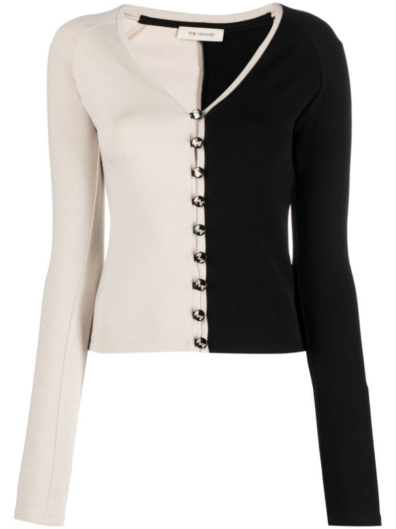 The Mannei two-tone V-neck cardigan - Black von The Mannei