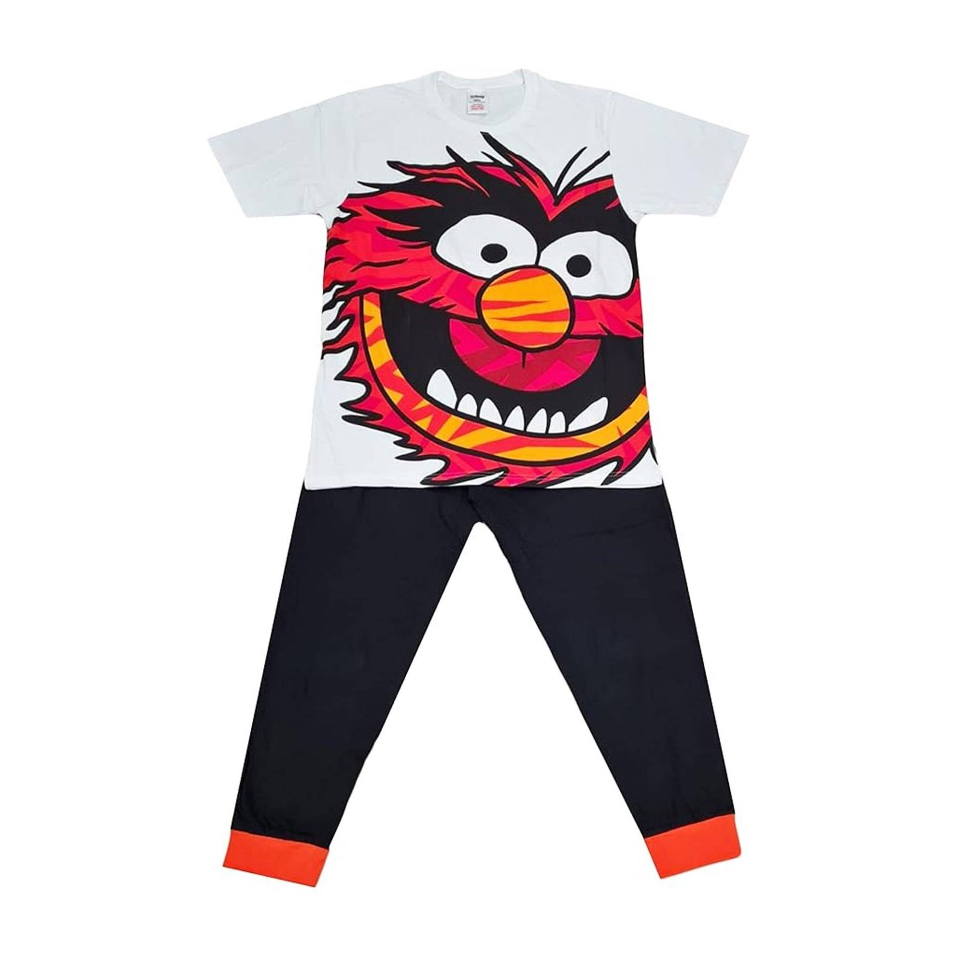 Pyjama Set Männer Tiermuster Lang Unisex Weiss M von The Muppets