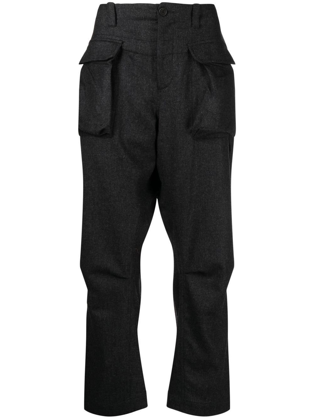 The Power For The People flap-pocket straight-leg trousers - Black von The Power For The People