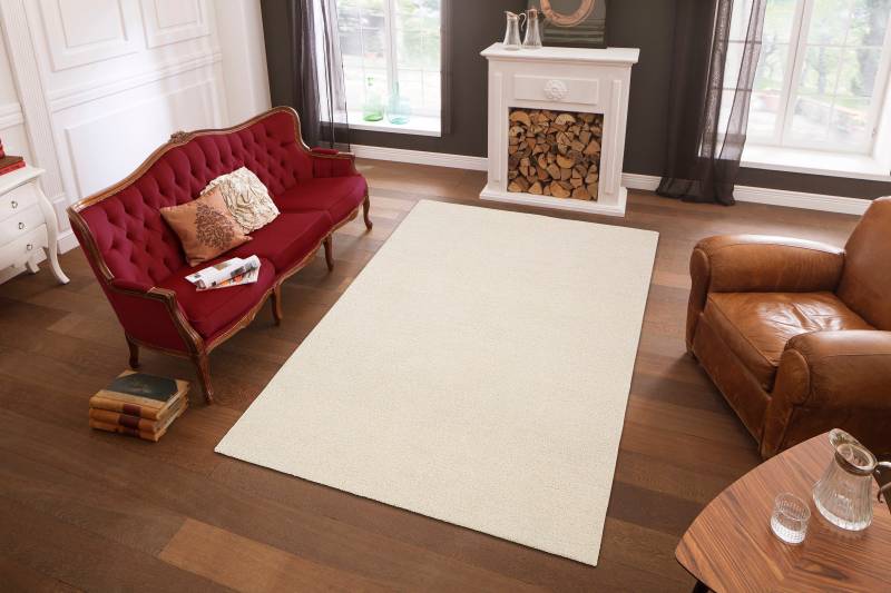 THEKO Wollteppich »Janne, Berber Teppich, Wolle, meliert, handgearbeitet«, rechteckig, 20 mm Höhe, handgetuftet, Wohnzimmer, Schlafzimmer, Esszimmer von THEKO