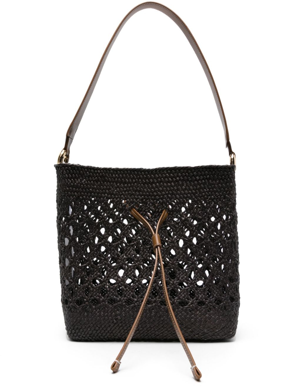 Themoirè Phoebe straw shoulder bag - Black von Themoirè