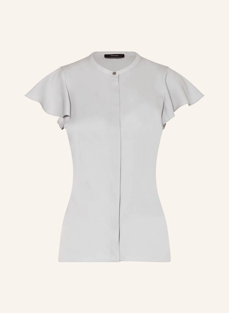 Theory Satinbluse Mit Volants grau von Theory