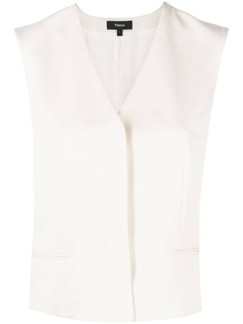 Theory V-neck crepe waistcoat - White von Theory