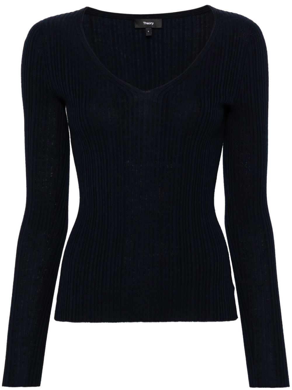 Theory V-neck rib knit top - Blue von Theory