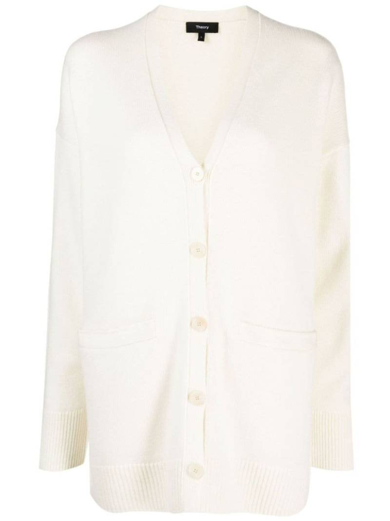 Theory fine-knit elbow-patch cardigan - White von Theory