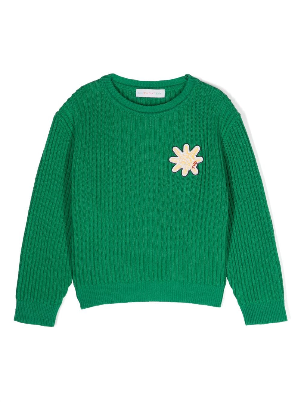 There Was One Kids Sun-patch ribbed crew-neck jumper - Green von There Was One Kids