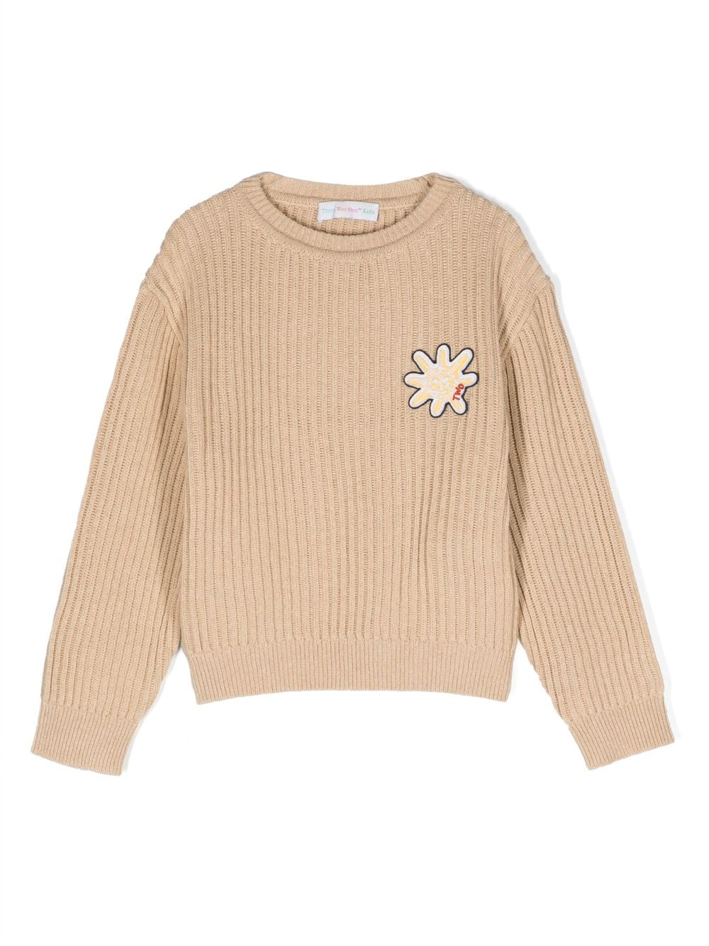 There Was One Kids Sun-patch ribbed crew-neck jumper - Neutrals von There Was One Kids