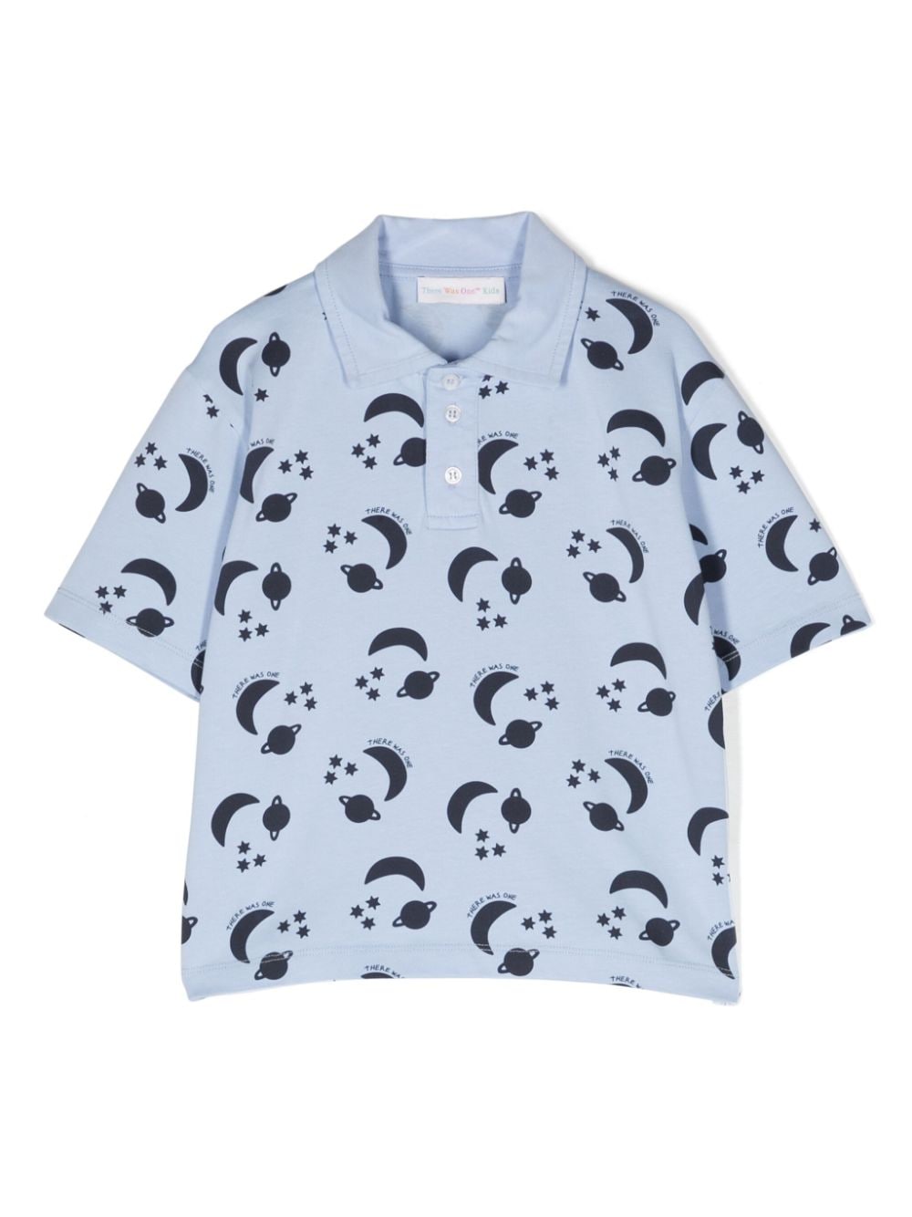 There Was One Kids graphic-print cotton polo shirt - Blue von There Was One Kids