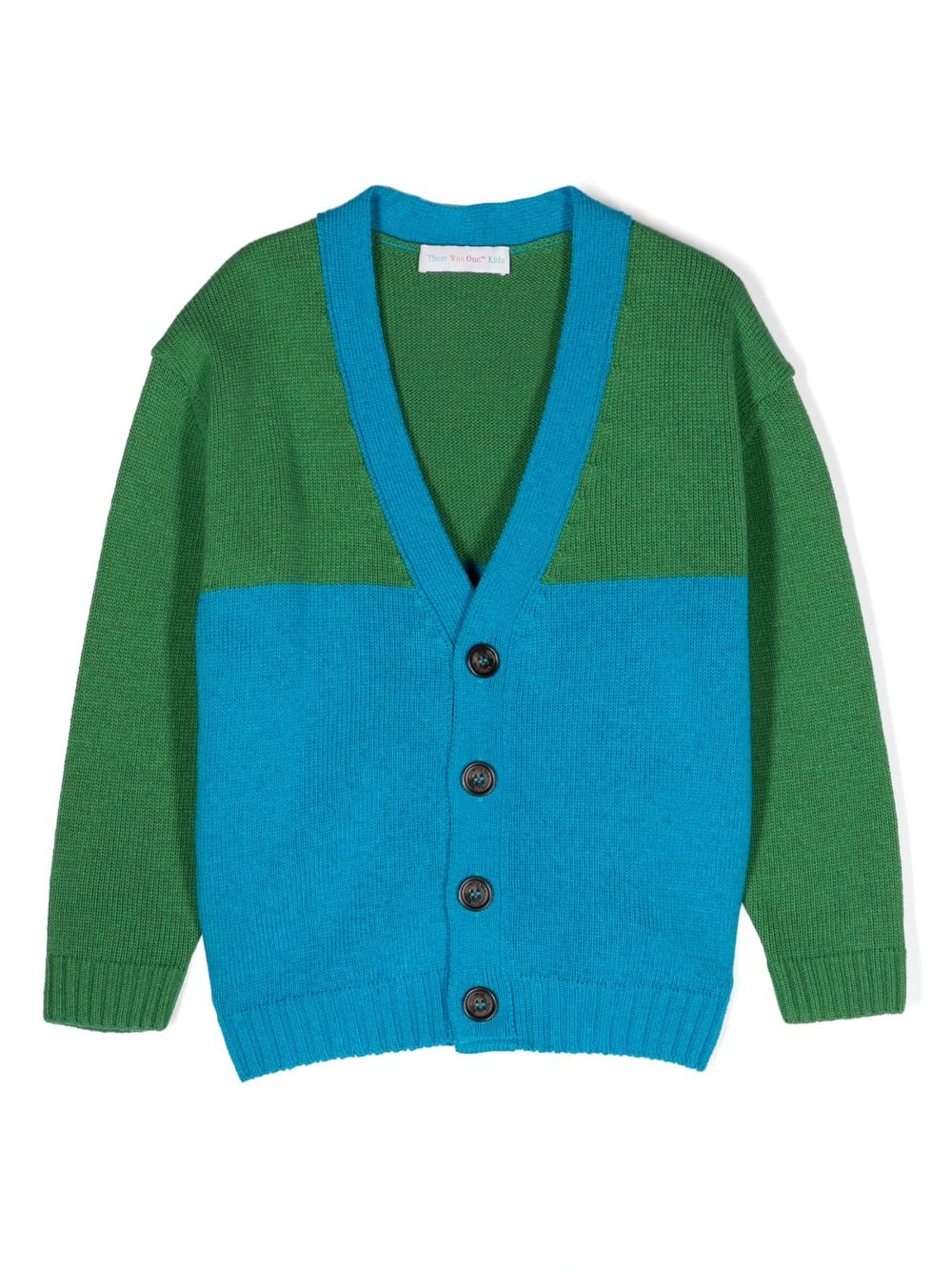 There Was One Kids colour-block V-neck cardigan - Green von There Was One Kids
