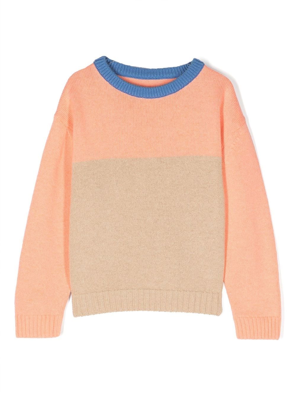 There Was One Kids colour-block crew-neck jumper - Neutrals von There Was One Kids