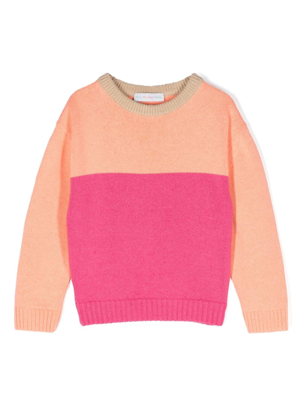 There Was One Kids colour-block crew-neck jumper - Pink von There Was One Kids