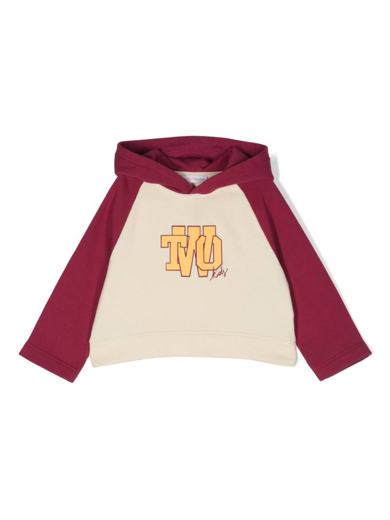 There Was One Kids logo-print colour-block hoodie - Neutrals von There Was One Kids