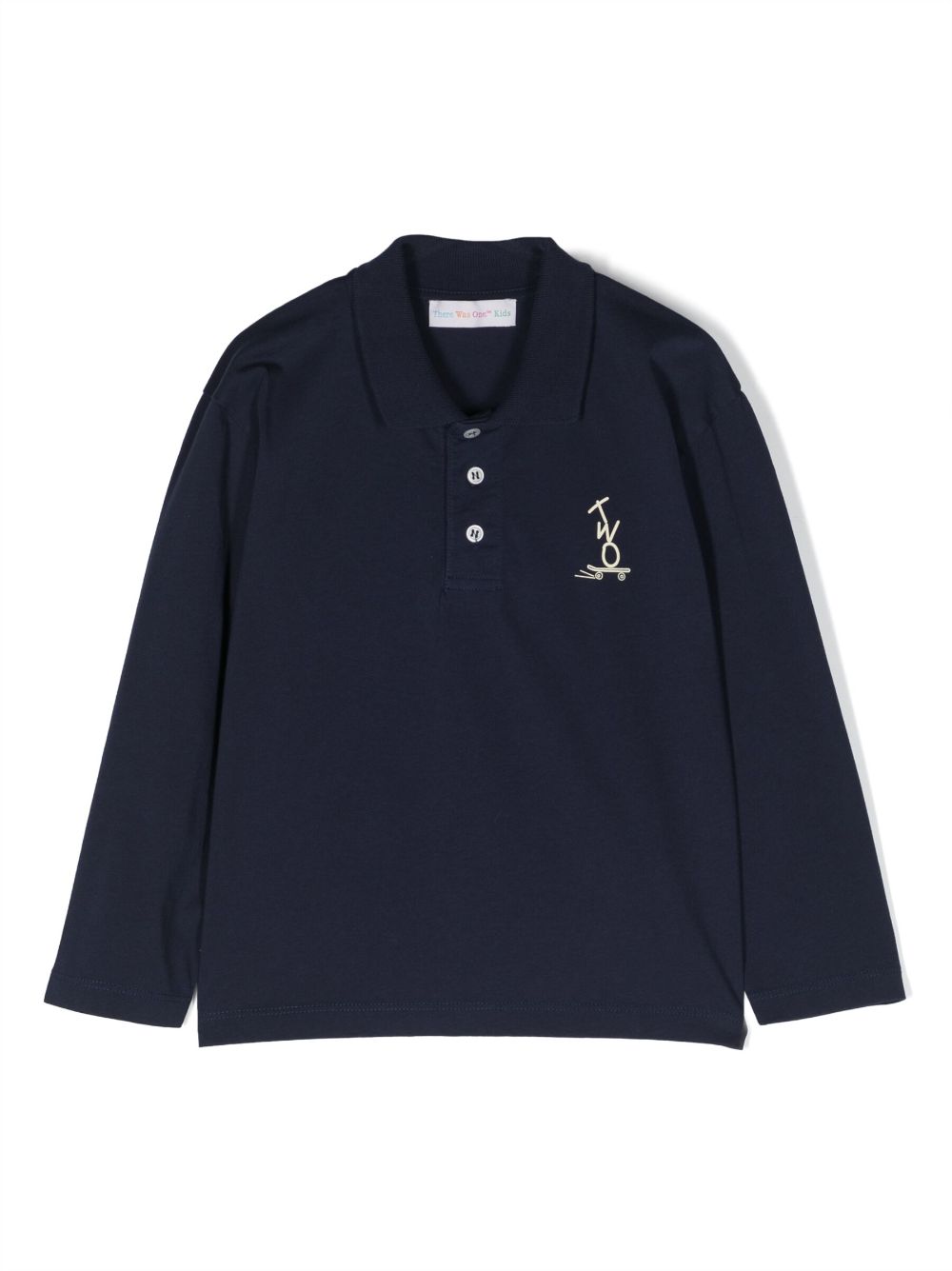 There Was One Kids logo-print cotton polo shirt - Blue von There Was One Kids