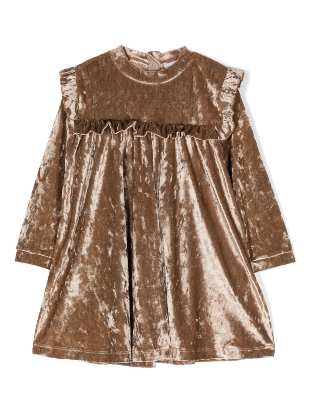 There Was One Kids ruffled crushed velvet dress - Neutrals von There Was One Kids